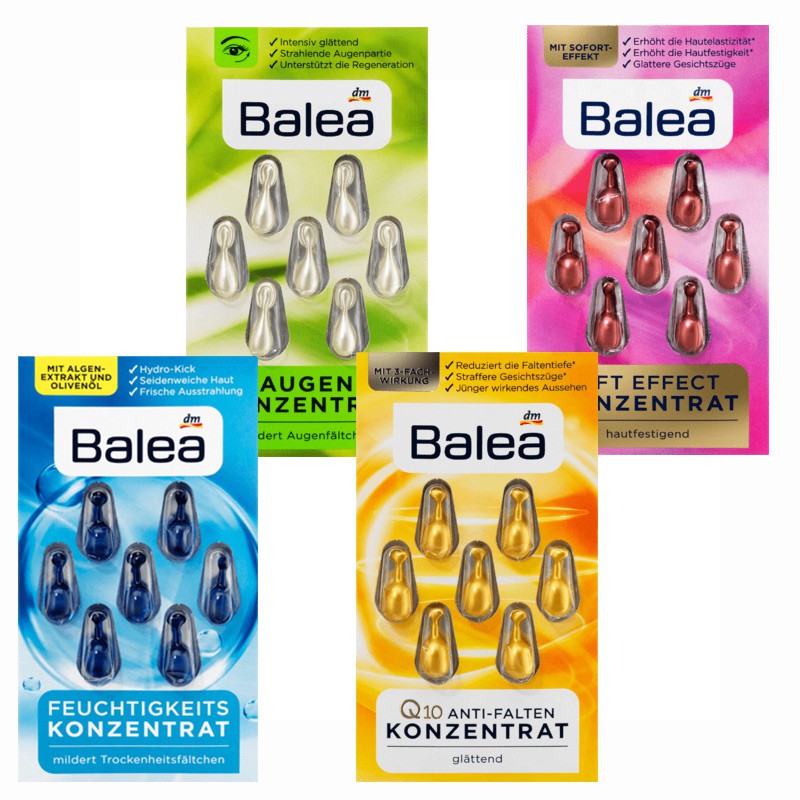 德國芭樂雅 時空膠囊 7粒 Balea【巴黎丁】橄欖油海藻 Q10抗皺緊緻 維他命抗老 綠茶眼部緊緻抗皺