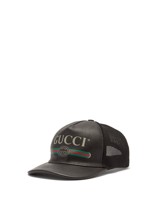 Gucci - Gucci's black trucker cap features the retro logo from the label's 1980's archives. Made in 