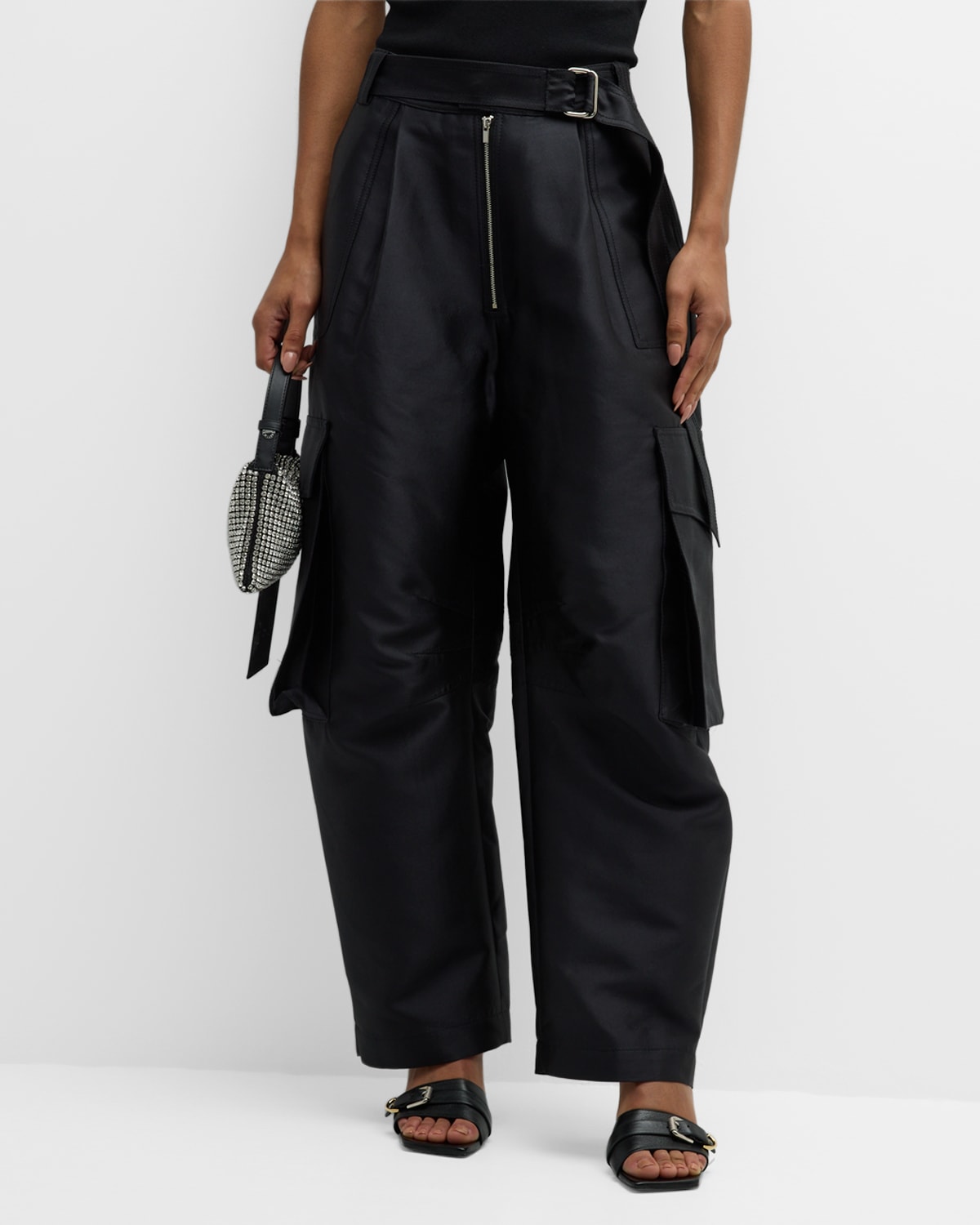 Pleated Jumbo Belted Cargo Pants