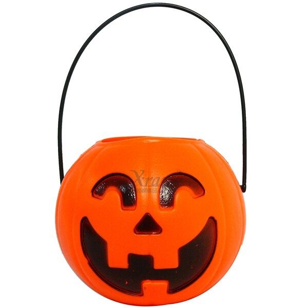 節慶王【W641082】4吋南瓜提籃，萬聖節南瓜糖果籃/南瓜桶/派對用品/表演造型/化妝舞會