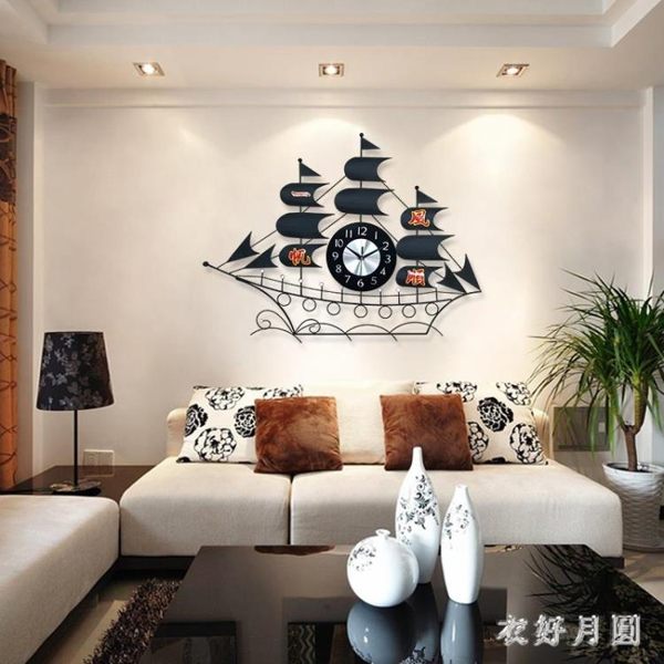 創意鐘表掛鐘客廳現代簡約時鐘掛表個性靜音石英鐘一帆風順 FF1555【衣好月圓】