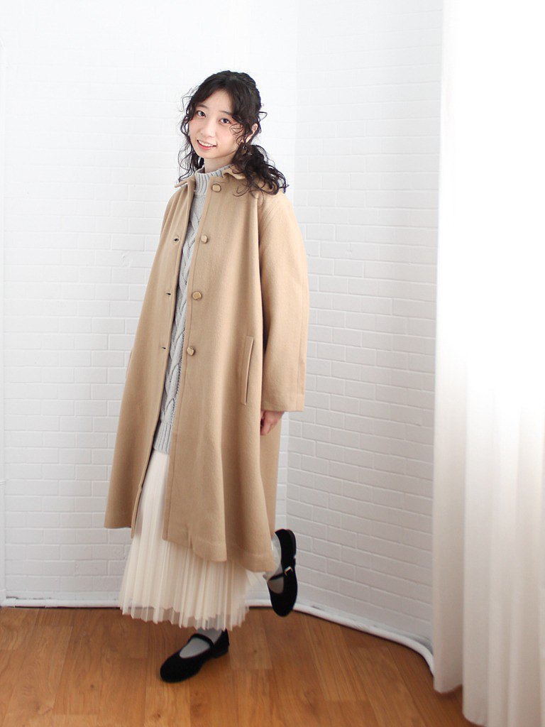 早春日本製日系復古氣質羊毛淺駝色古著大衣外套