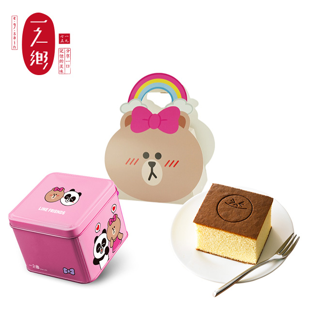 LINE FRIENDS 繽紛趣-熊妹龍眼花蜜蜂蜜蛋糕禮盒 一之鄉的招牌經典原味！每年花期直赴產地嚴選的龍眼蜂蜜增添獨有香氣， 細細融進片片蛋糕中的每一分纖維，濃郁的龍眼蜜甜香，如花綻放一般耀眼 迷人