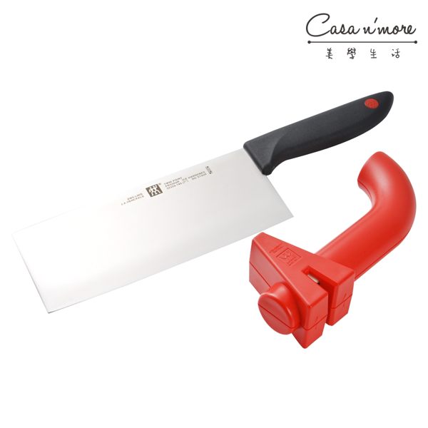 【雙人牌】雙人牌 刀具 Zwilling TWIN Point 中式菜刀 磨刀器 二件組【Casa More美學生活】