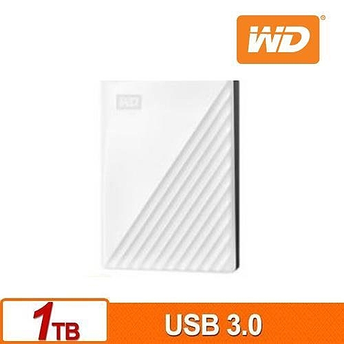WD My Passport，2.5吋行動硬碟 ● 1TB，白色 ● USB 3.0(Super