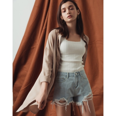 Shester55-質感軟料長版襯衫-女【TSH186】