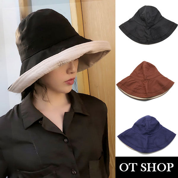 OT SHOP帽子·棉質大帽沿雙色穿戴·遮陽帽漁夫帽盆帽·文青出遊休閒淑女防曬配件·現貨3色·C2027