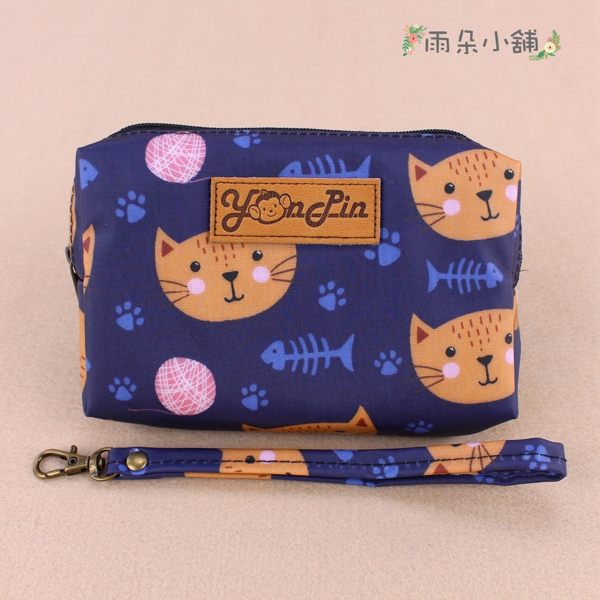 零錢包 包包 防水包 雨朵小舖 M101-0030 四方大零錢包-深藍黃貓趴趴走13251 funbaobao