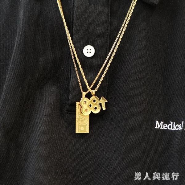 錢幣88上升項鍊吊墜歐美嘻哈高街個性潮人男女配飾毛衣鍊子 FF1475【男人與流行】