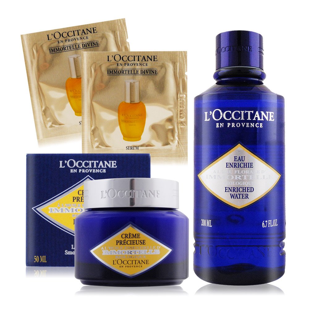 L＇OCCITANE 歐舒丹 蠟菊撫紋修護組[精華凝露200ml+精華霜50ml+賦活極萃1mlX2]