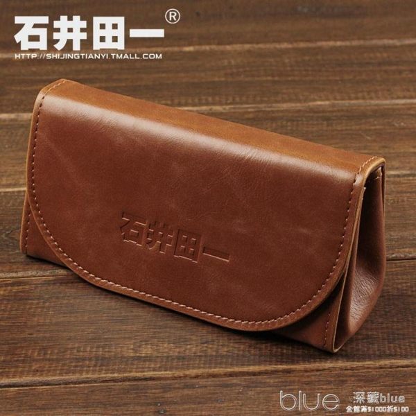 個性復古PU皮盒子手工眼鏡盒太陽鏡墨鏡便攜創意 深藏blue