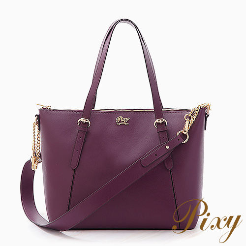 Pixy 理想生活超輕量多隔層托特包 貴氣紫