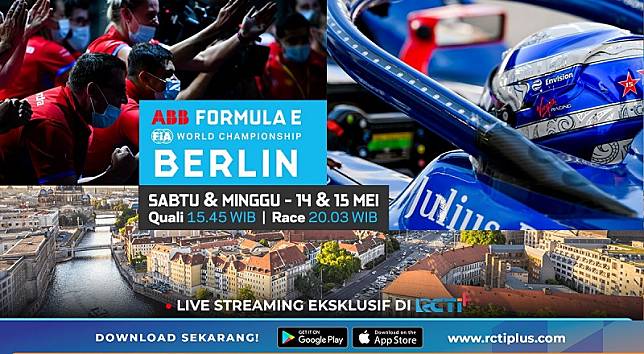 Link  streaming Kualifikasi Formula E (Eelectric) Berlin Jerman 2022 bisa saksikan di RCTI+. Kejuaraan mobil balap elektrik kelas dunia yang digelar di Berlin. (foto: MNC Media).