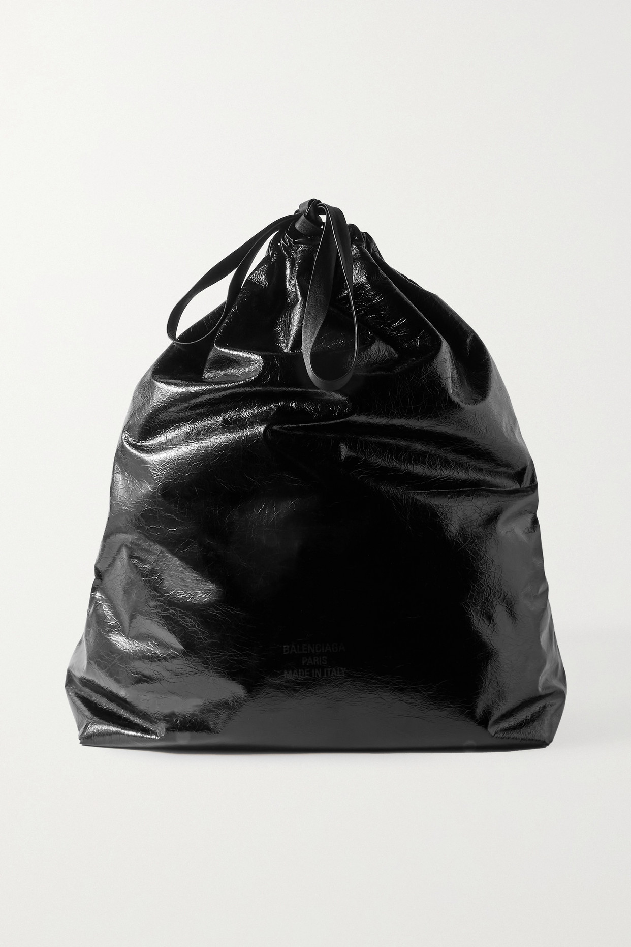 Balenciaga - Trash Bag Crinkled Glossed-leather Tote - Black - One size