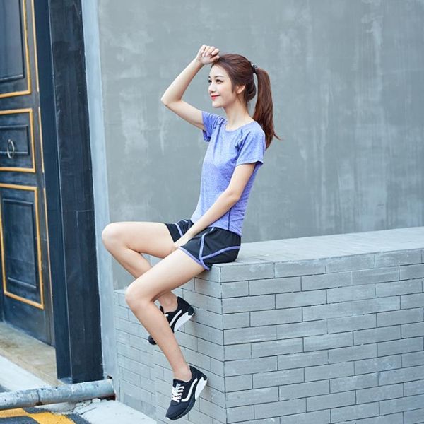 瑜伽服春夏季短袖運動上衣女健身房健身服短褲顯瘦套裝速干衣跑步 芥末原創