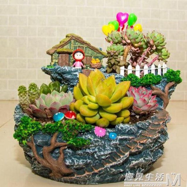 花盆創意多肉花盆大號多層次陽臺小肉肉盆中國風家用植物花器盆栽