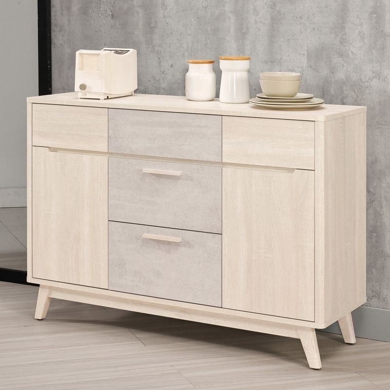 【MA398-4】漢斯4尺五抽收納櫃 寬121.2X深40X高85公分 $8,300 【商品規格】＊材質:正面.側板採用符合國際標準低甲醛防蛀木心板＊塗裝:採用PU耐磨.耐水塗裝＊面板:採用仿清水膜紋