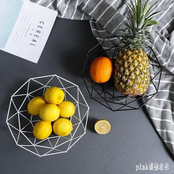 現代鐵藝水果盤創意水果蔬菜零食客廳家用收納籃現代簡約水果盤子 qf25214【夢幻家居】
