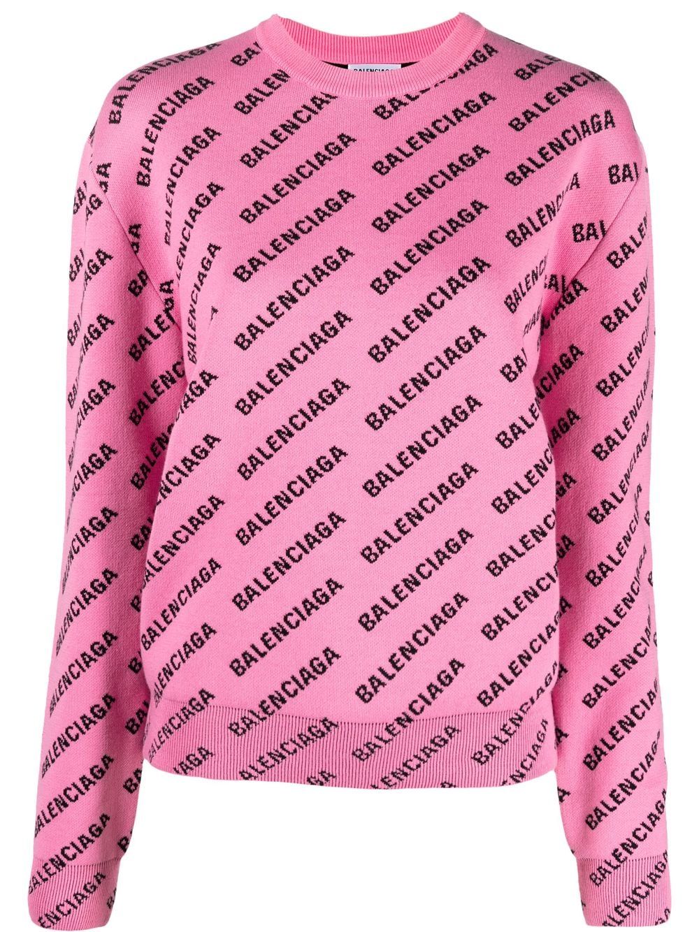 Balenciaga - logo-intarsia jumper - women - Polyamide/Spandex/Elastane/Cotton/Wool - XS - Pink
