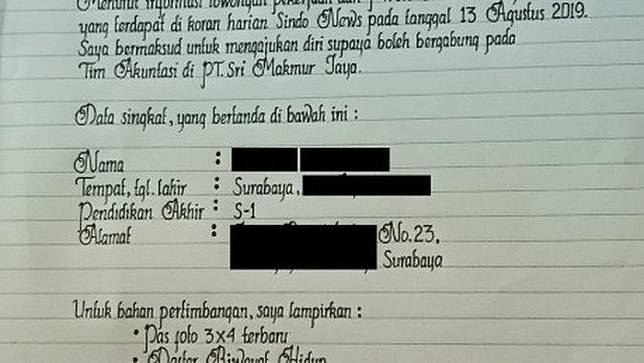 Contoh Surat Surat Lamaran Kerja Warung