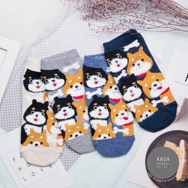 現貨✶正韓直送【K0284】韓國襪子 滿版柴犬短襪 韓妞必備 百搭款 素色襪 免運 阿華有事嗎