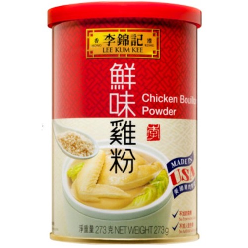 說明 商品名稱 : 【李錦記】鮮味雞粉(273G/罐) 品牌 : 李錦記 商品種類 : 雞粉 數量 : 罐 保存方式 : 請用膠蓋封密存放於陰涼乾爽處 食用方式 : 放一茶匙(5克)鮮味雞粉於一杯(2