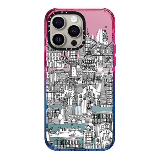 Sharon Turner x CASETiFY iPhone 15 Pro Max Case Cotton Candy Impact Case MagSafe Compatible San Francisco toile de jouy transparent