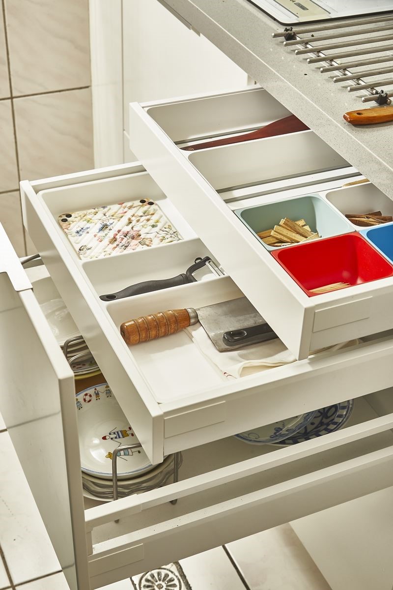 運用家具櫃體：IKEA MAXIMERA 抽屜、VARIERA 儲物盒NT.$49元~NT.189元