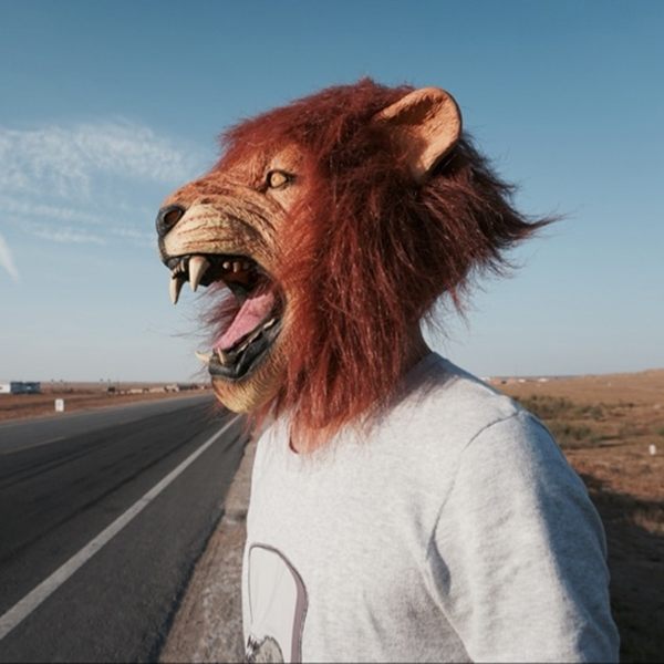 面具馬頭獅牛貓猩猩樹懶袋鼠公雞動物面具頭套面具-超凡旗艦店