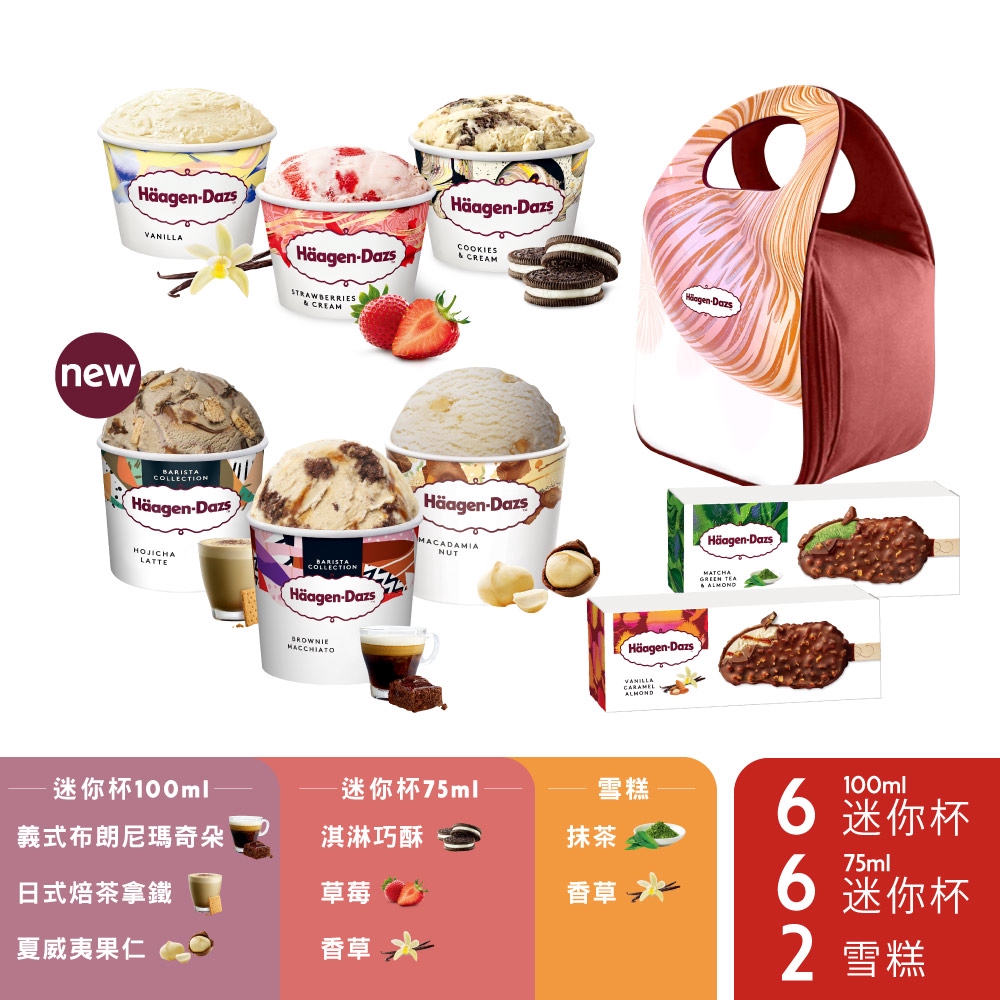 4公克碳水化合物28公克29公克 糖 24公克24公克鈉 86毫克88毫克原料: 鮮奶油、濃縮脫脂乳、水、糖、葡萄糖漿、小麥粉、蛋黃、綠茶粉、椰子油、煉乳、可可粉、可可塊、奶油、糖蜜、鹽、天然香草香料