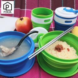 ◎樂活無毒又健康|◎可摺疊設計，收納好幫手，節省空間|◎品牌:無種類:環保餐具主材質:矽膠材質說明:摺疊杯(本體&上蓋)-矽膠+PP聚丙烯/隔熱圈-PP聚丙烯摺疊碗(本體&上蓋)-矽膠顏色:多色組合尺