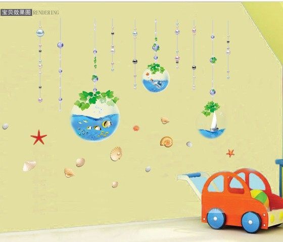 壁貼 創意壁貼 海底珠簾 透明膜牆貼紙家裝貼可移除牆貼紙 壁貼壁紙 無痕壁貼【A3062】