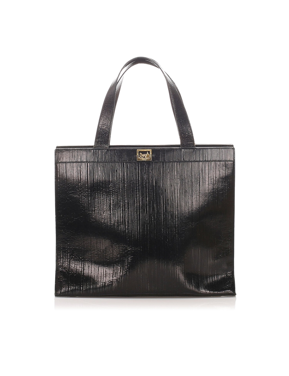 Product Details: Black Celine Patent Leather Handbag Bag. This handbag bag features a patent leather