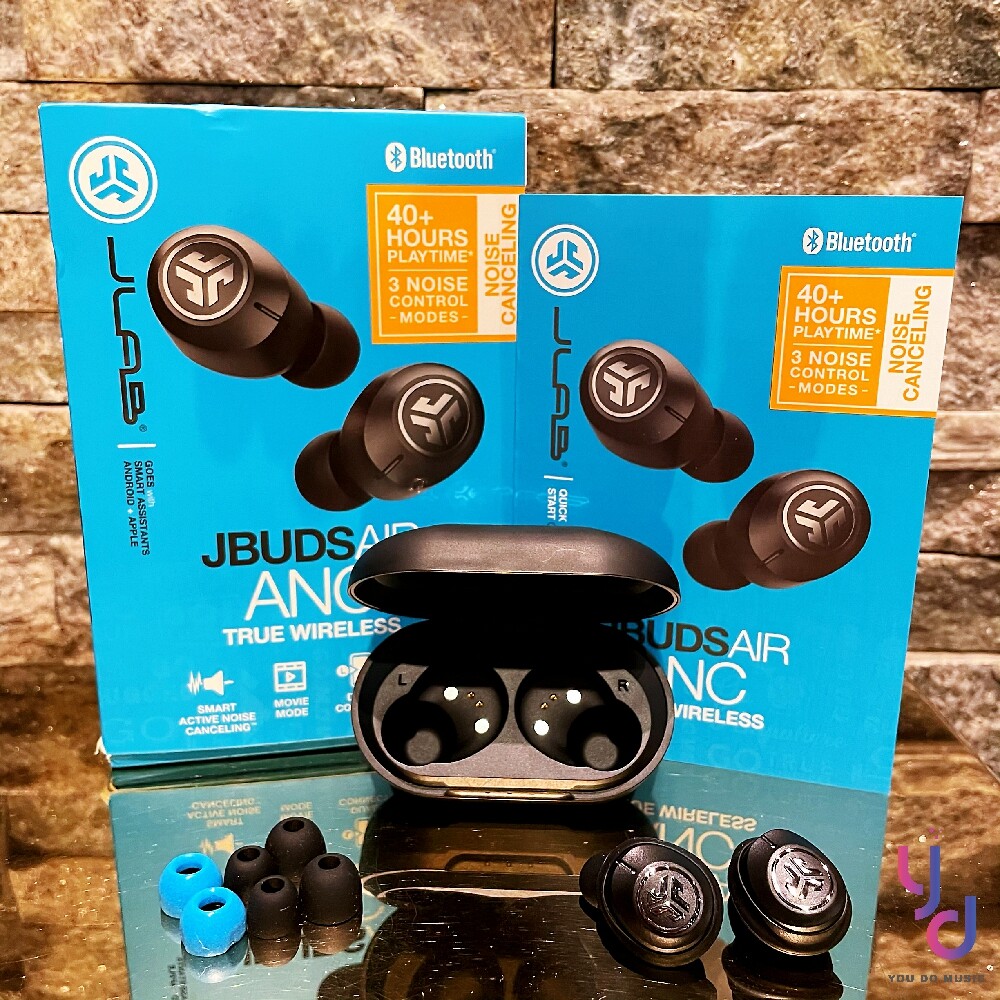 美國品牌jlab jbuds air anc 降噪真無線藍牙耳機 台灣代理商公司貨購買享完善保固 黑色現貨供應中歡迎下標 附贈原廠耳塞組(2組)一組海綿耳機一組耳內穩定器收納充電盒(內鍵充電線) jl