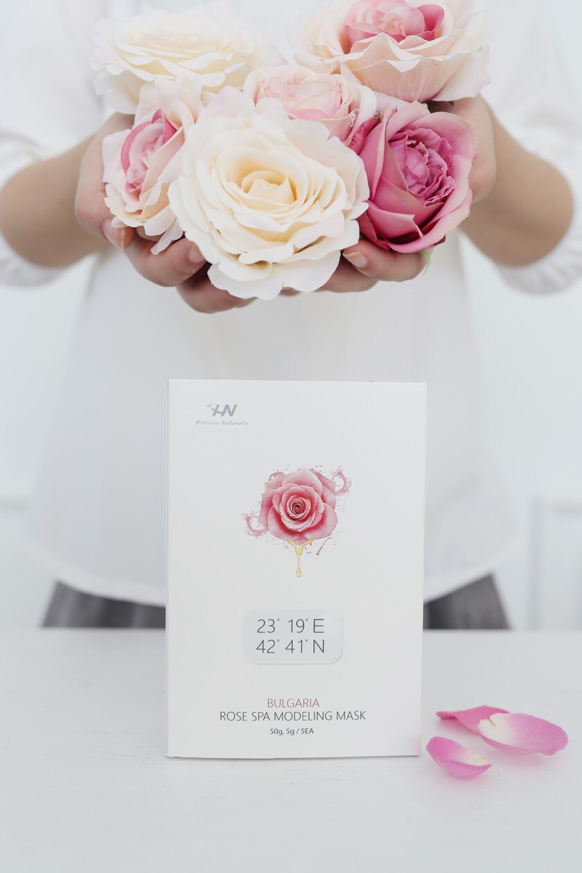 韓國【Histoire Naturelle荷諾】玫瑰花瓣SPA精華軟面膜 保加利亞玫瑰 5組/套（果凍精華＊5+面膜粉＊5＋調和碗棒＊1) 韓國正品 嘟可小舖