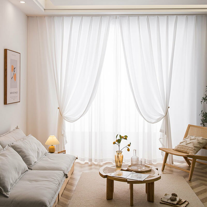 幻影紗透光不透人肌理魚骨紋窗簾紗曬耐磨防刮加厚魚尾紗窗紗成