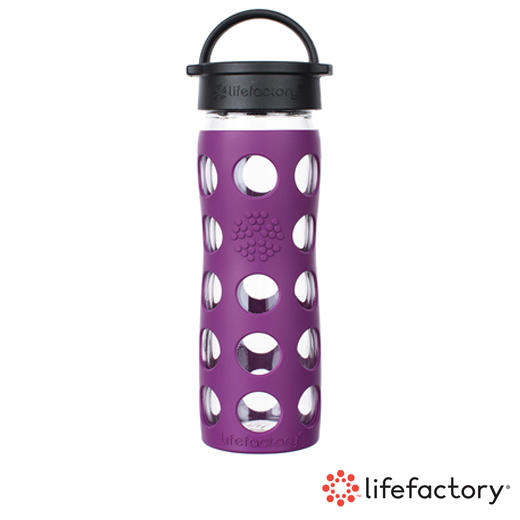 【Lifefactory】玻璃水瓶平口475ml-紫色