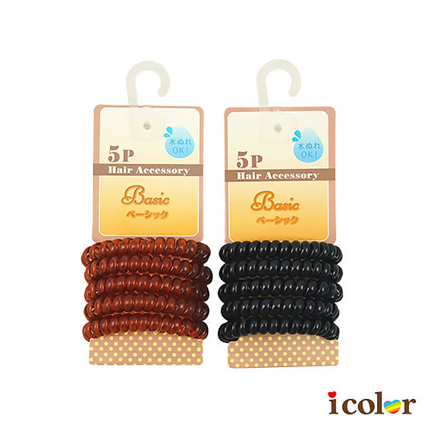 icolor 素色5入電話線髮圈