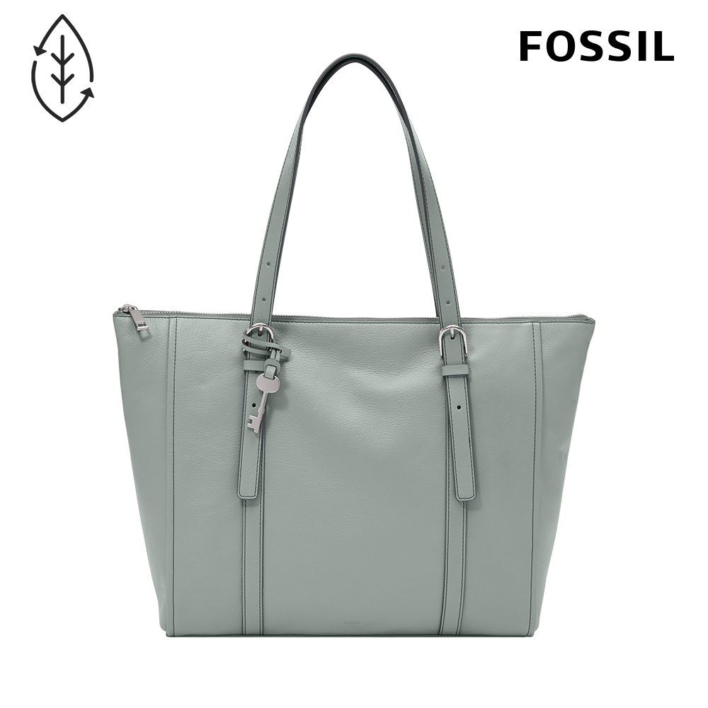 【FOSSIL】Carlie 真皮托特包-煙燻藍灰 ZB1773180