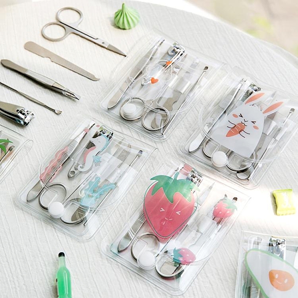 便攜式不銹鋼指甲刀套裝家用美甲工具修甲鉗挖耳勺鑷子護理指甲剪 【快速出貨】