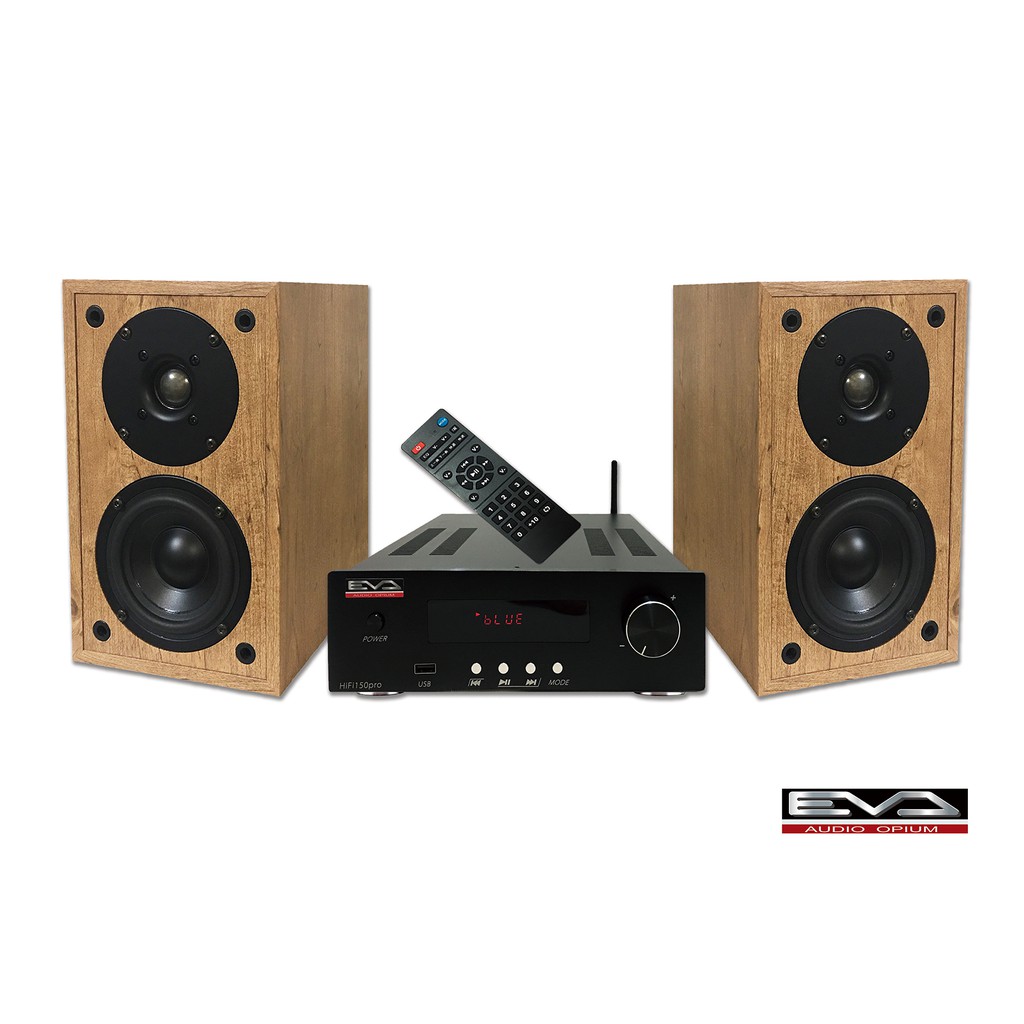 EVA HIFI迷你300W無損播放重低音擴大機+4吋HIFI超美聲書架型喇叭