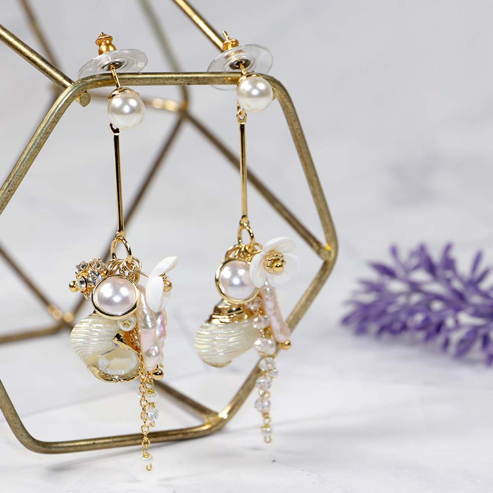 花田囍事 海螺殼串珠耳環