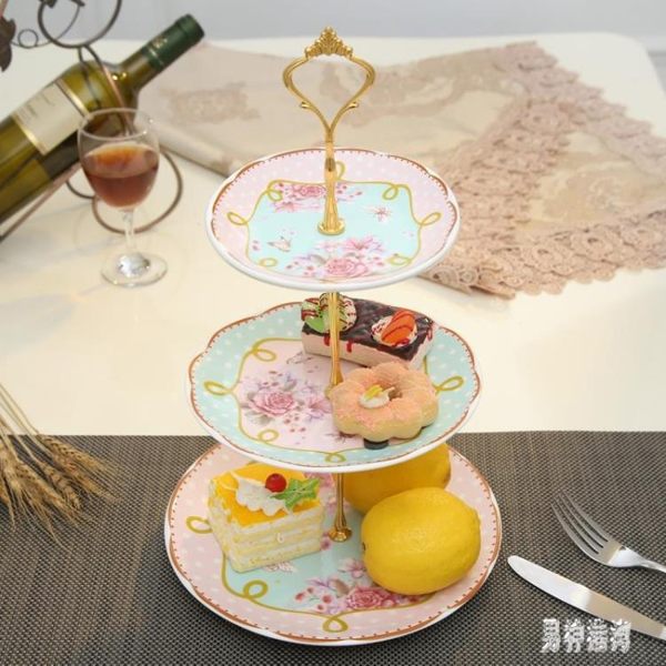 歐式家用三層水果盤架點心盤創意客廳茶幾零食盤蛋糕多層糖果盤子IP2484『男神港灣』