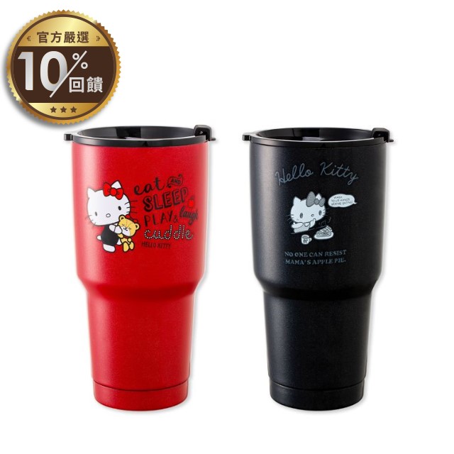 款式：迷戀kitty-紅、神秘kitty-黑 材質：杯身內膽-陶瓷塗層、杯身外層-不鏽鋼烤漆、 杯蓋-AS(苯乙烯、丙烯晴共聚物，耐熱100度) 尺寸：100x70x210mm(口徑95mm)±5%