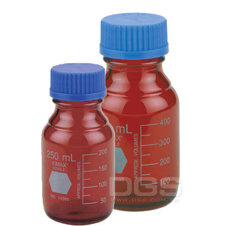 《Kimble》茶色廣口血清 試藥瓶 GL45 Bottle， Media， Screw Cap， Amber， GL45 PP Cap， RAY-SORB