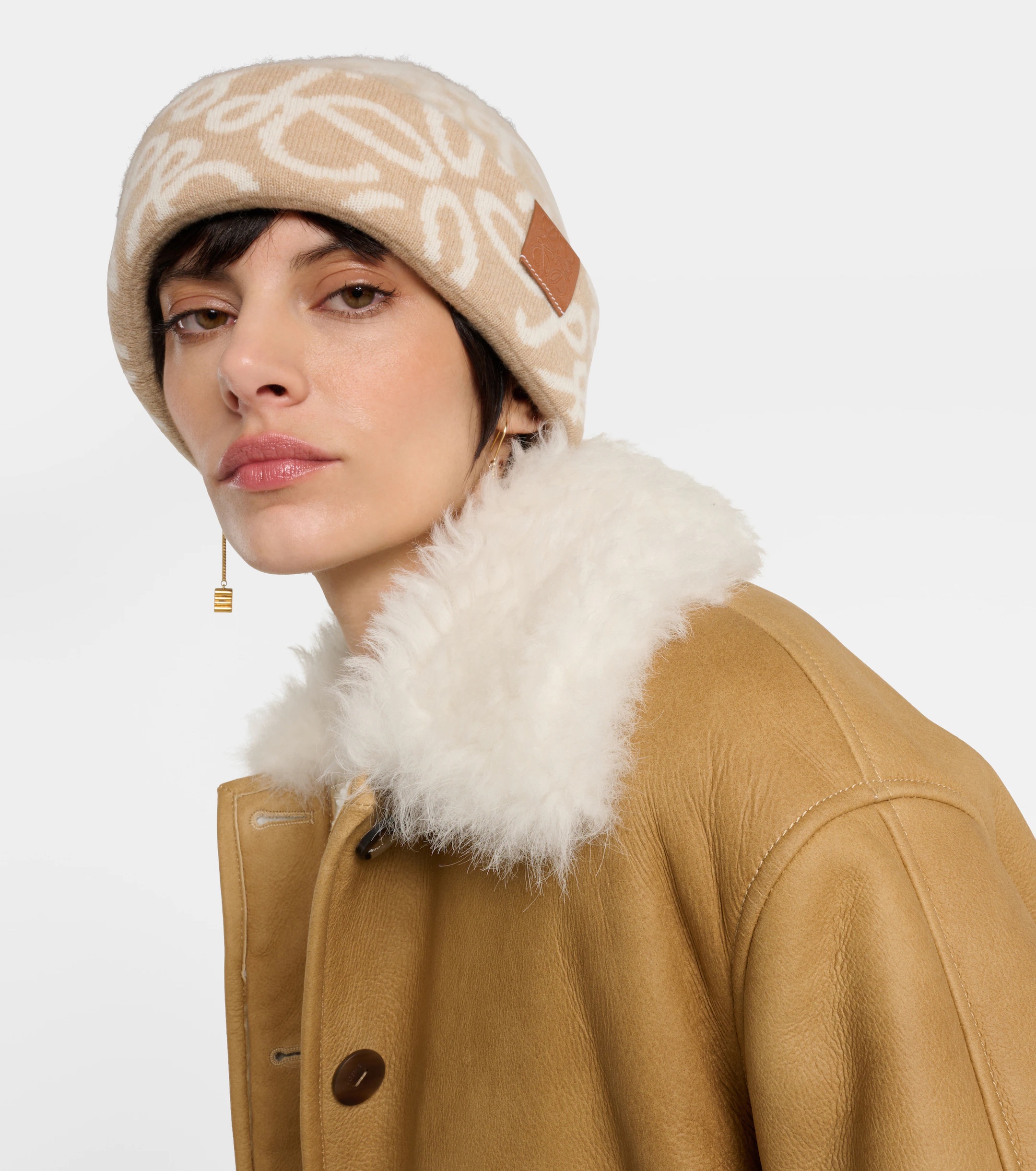 LOEWE Anagram reversible wool-blend beanie