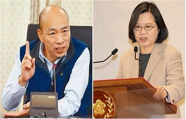 國民黨總統參選人韓國瑜(左)、總統蔡英文(右)。(合成圖/本報系資料照)