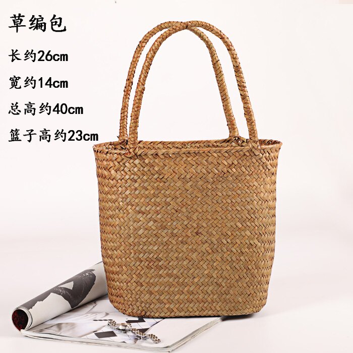 草編包 手工編織包 沙灘包 斜跨手提包 藤編包包簡約文藝女水桶包