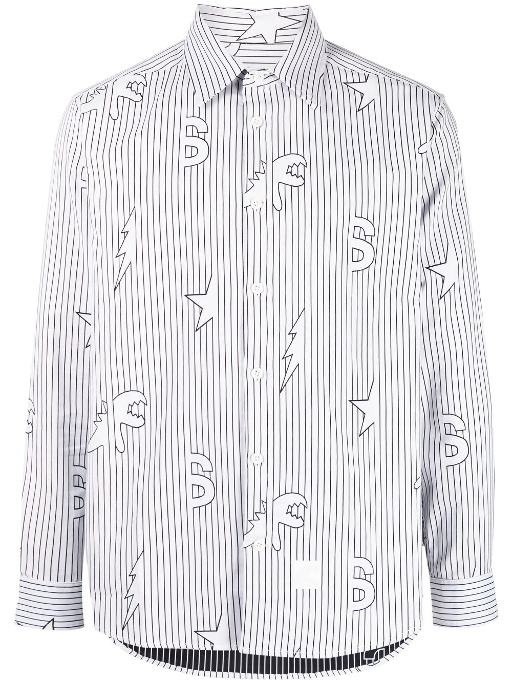 SPORT b. by agnès b. - striped buttoned long-sleeve shirt - men - Cotton/Polyester/Elastane - 40 - White