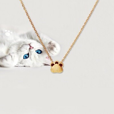 純銀項鍊 鍍18K金吊墜-簡約優雅可愛貓掌母親節情人節生日禮物女飾品73gj105【獨家進口】【米蘭精品】